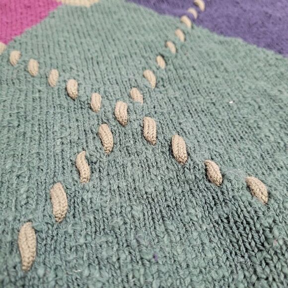 VINTAGE 90s argyle‎ sweater crew neck oversized dark academia L - Picture 3 of 6